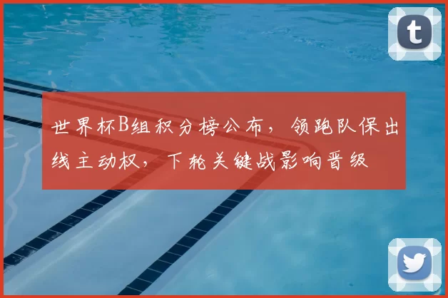 世界杯B组积分榜公布，领跑队保出线主动权，下轮关键战影响晋级